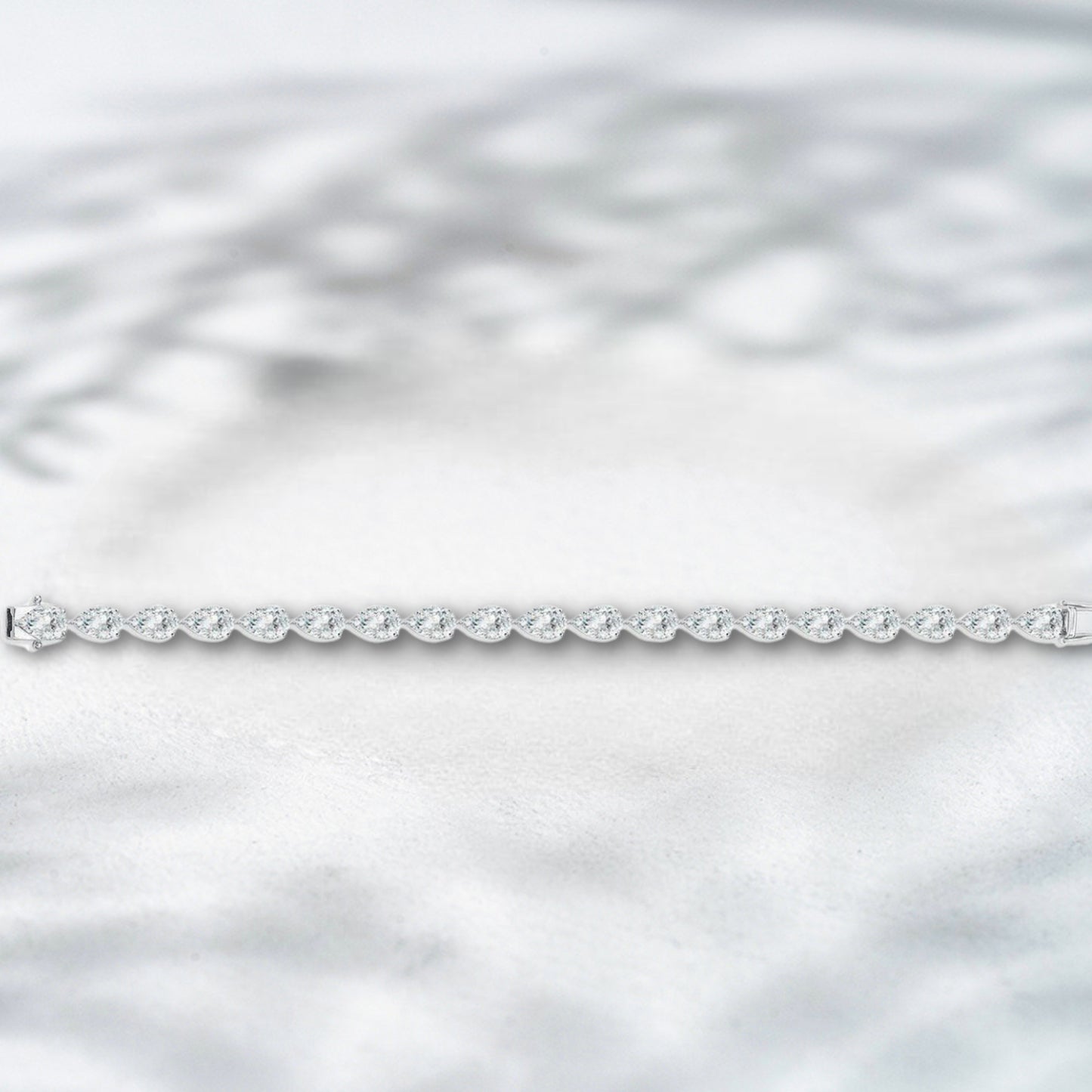 QOB Opaline Whisper – 13.59ct Lab Diamond Line Bracelet in 18K White Gold (16cm)