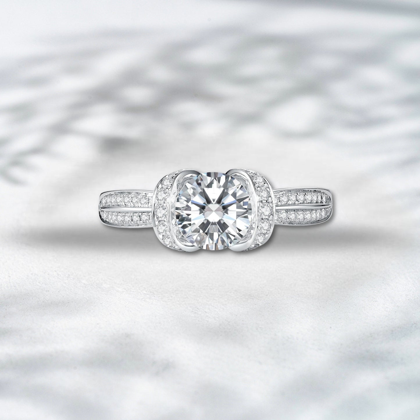 QOB Vanguard Crest – 6.3ct Platinum Lab Diamond Ring with Tapered Side Stones