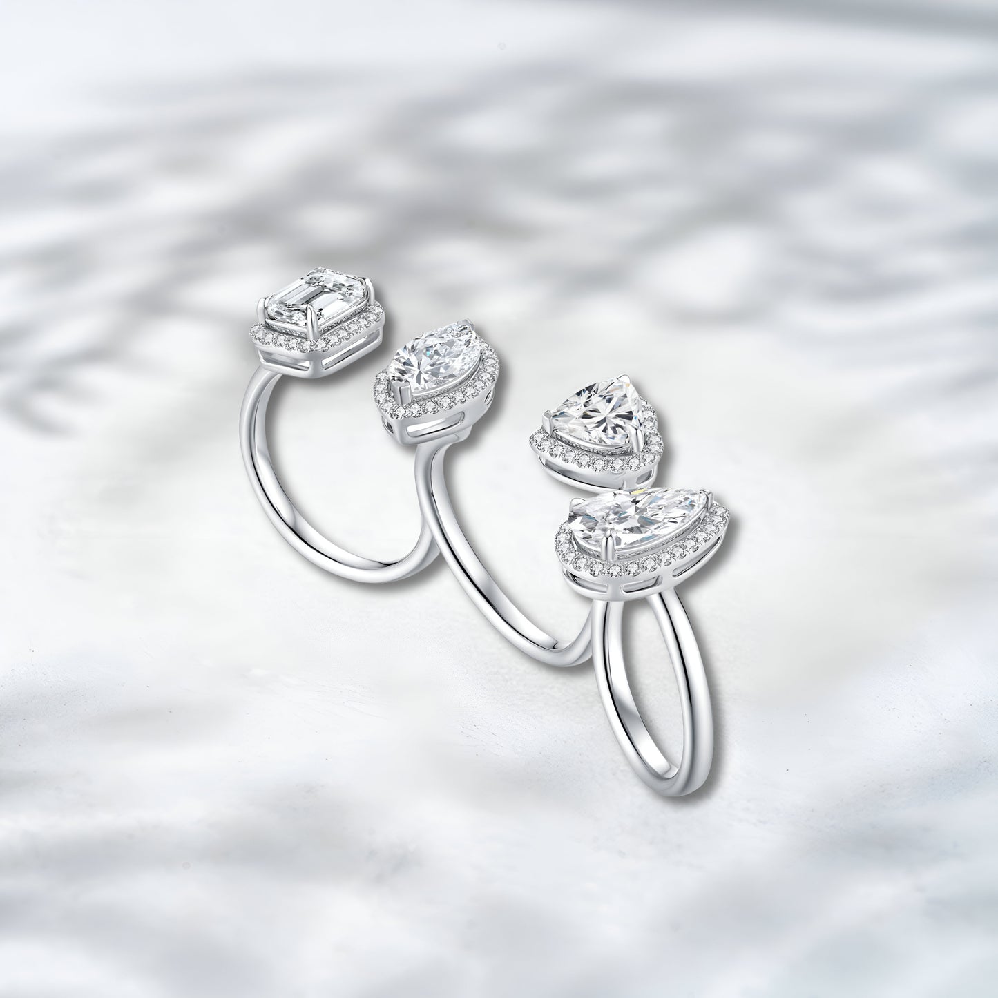 QOB Queen’s Emblem Open Diamond Ring 6.68 ct in 18k white gold