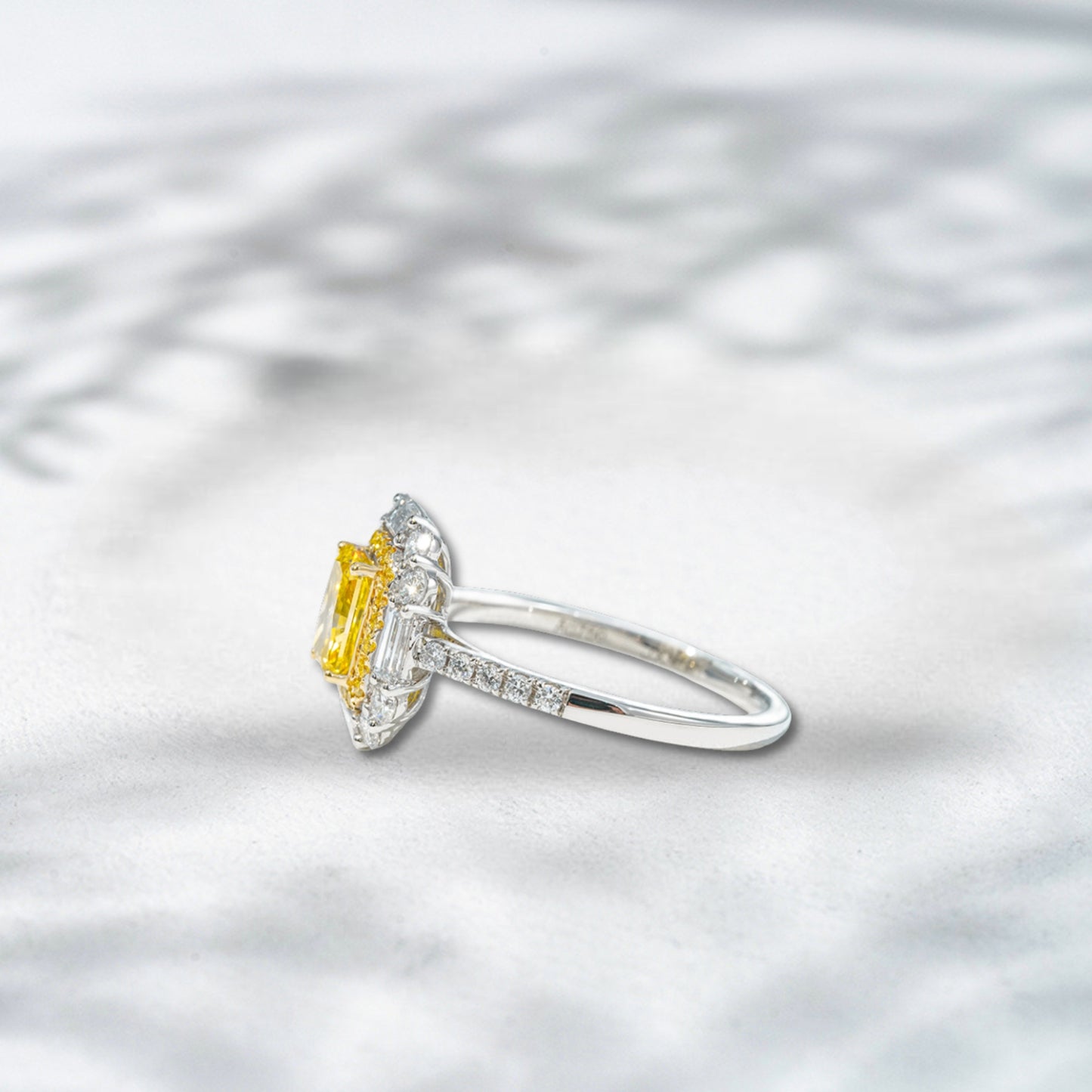 QOB Sole Blaze – Yellow Lab Diamond Halo Ring 1.95ct in 18K White Gold