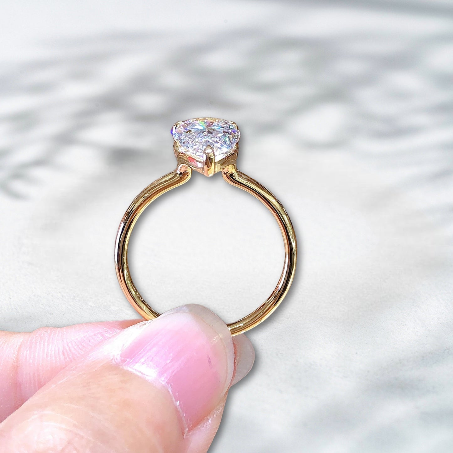 QOB Marquise Bloom – 2.16ct Pear Cut Lab Diamond Ring in 18K Yellow Gold