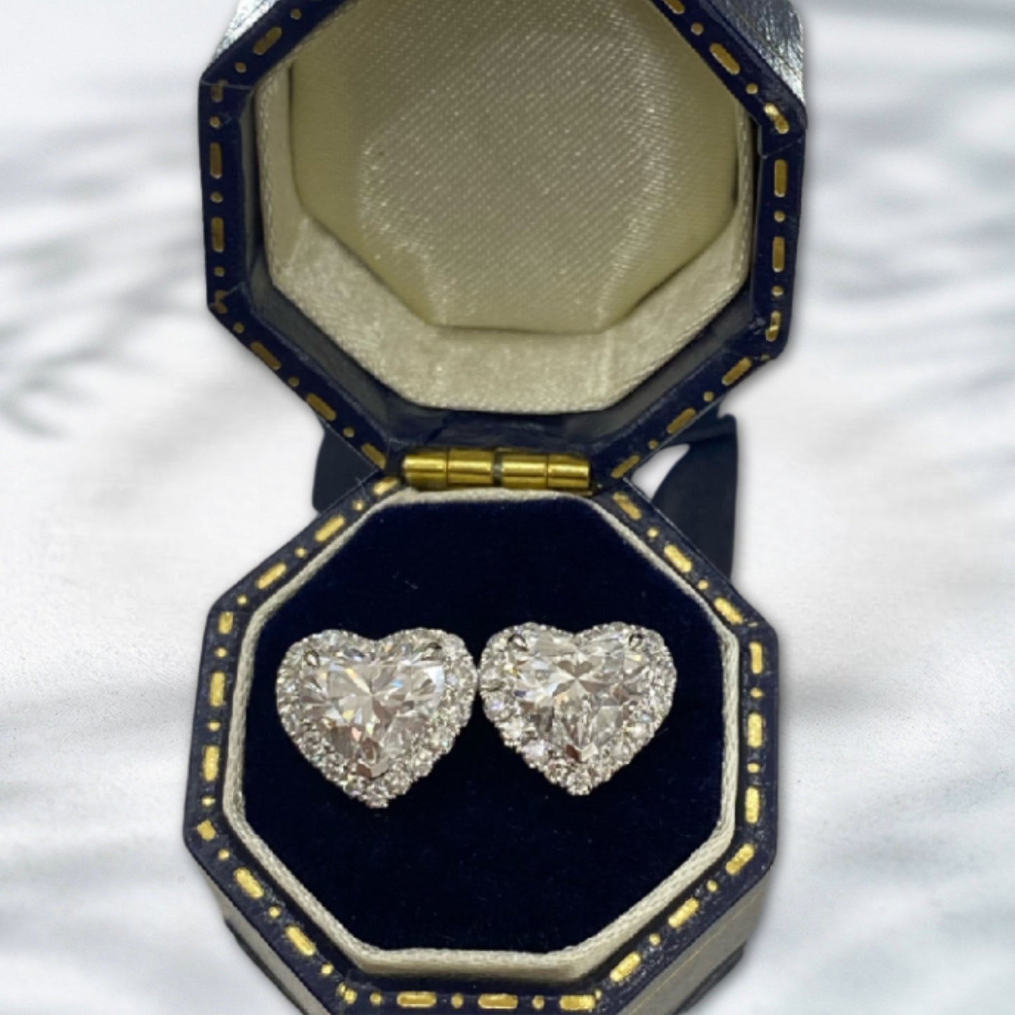 QOB Heart Glow Lab Diamond Heart Stud Earrings | 2.426 ct | 18K White Gold