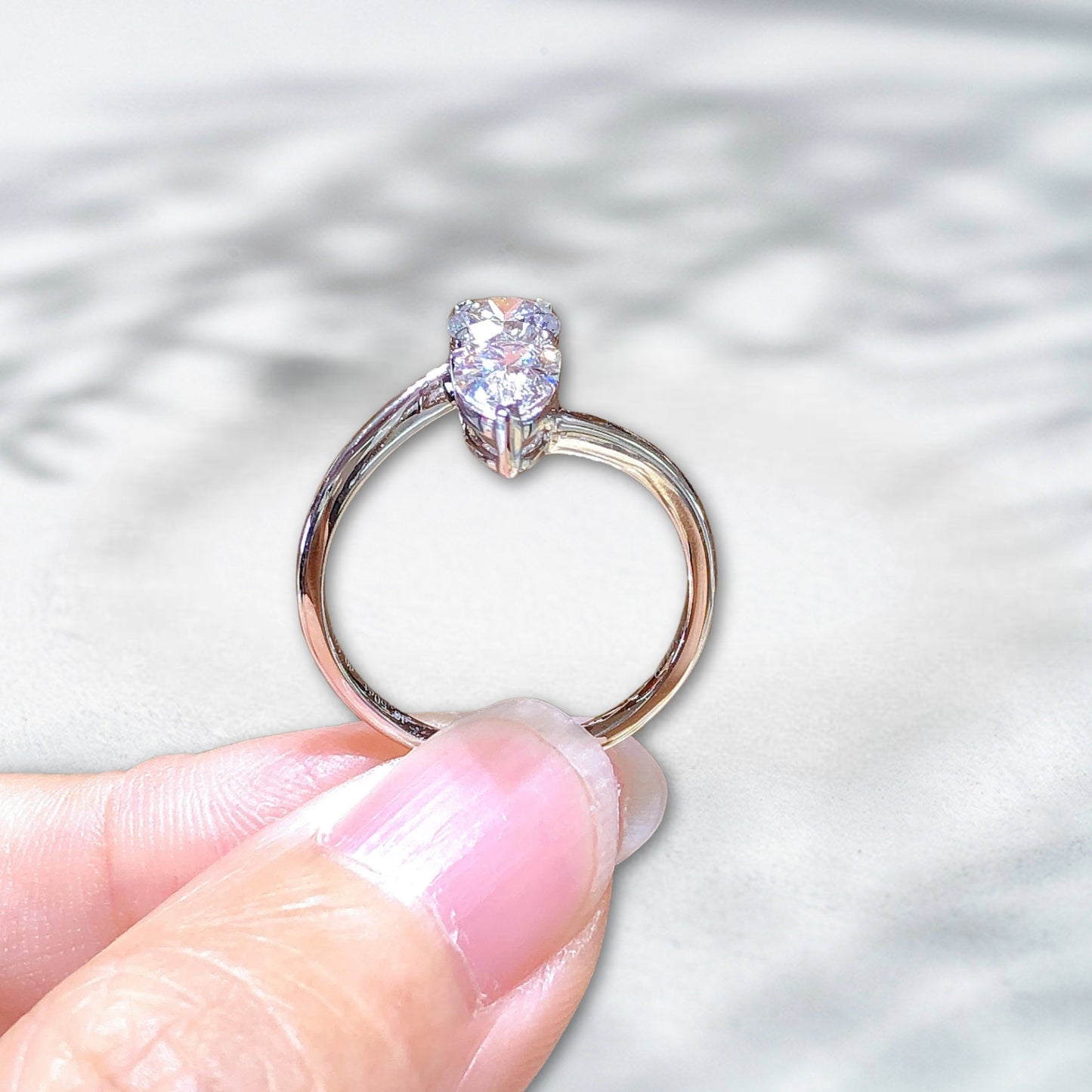 QOB Starglim Split – Pear Cut Lab Diamond Ring 1.07c in 18K White Gold