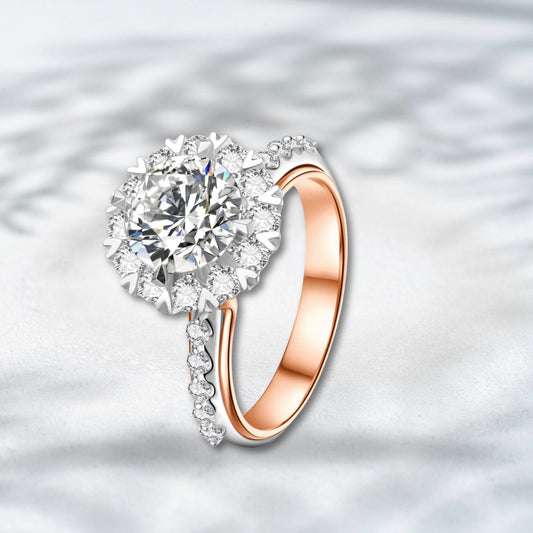 QOB Sweetheart Blaze | 3.60ct Lab Diamond Heart Halo Ring in Rose & White Gold