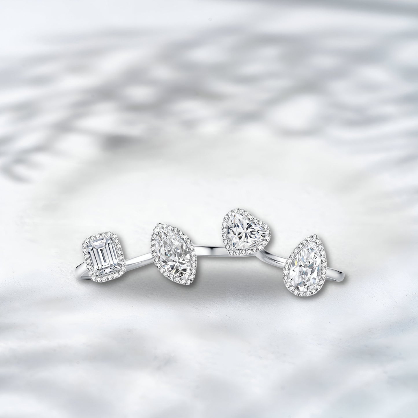 QOB Queen’s Emblem Open Diamond Ring 6.68 ct in 18k white gold