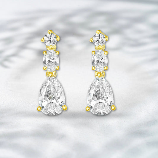 QOB Drape Dazzle Earrings – 1.472ct Lab Diamond in 18K Yellow Gold