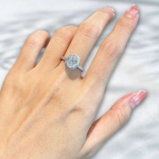 QOB Frost Halo – 1.5ct Round Brilliant Lab Diamond Ring in 18K White Gold