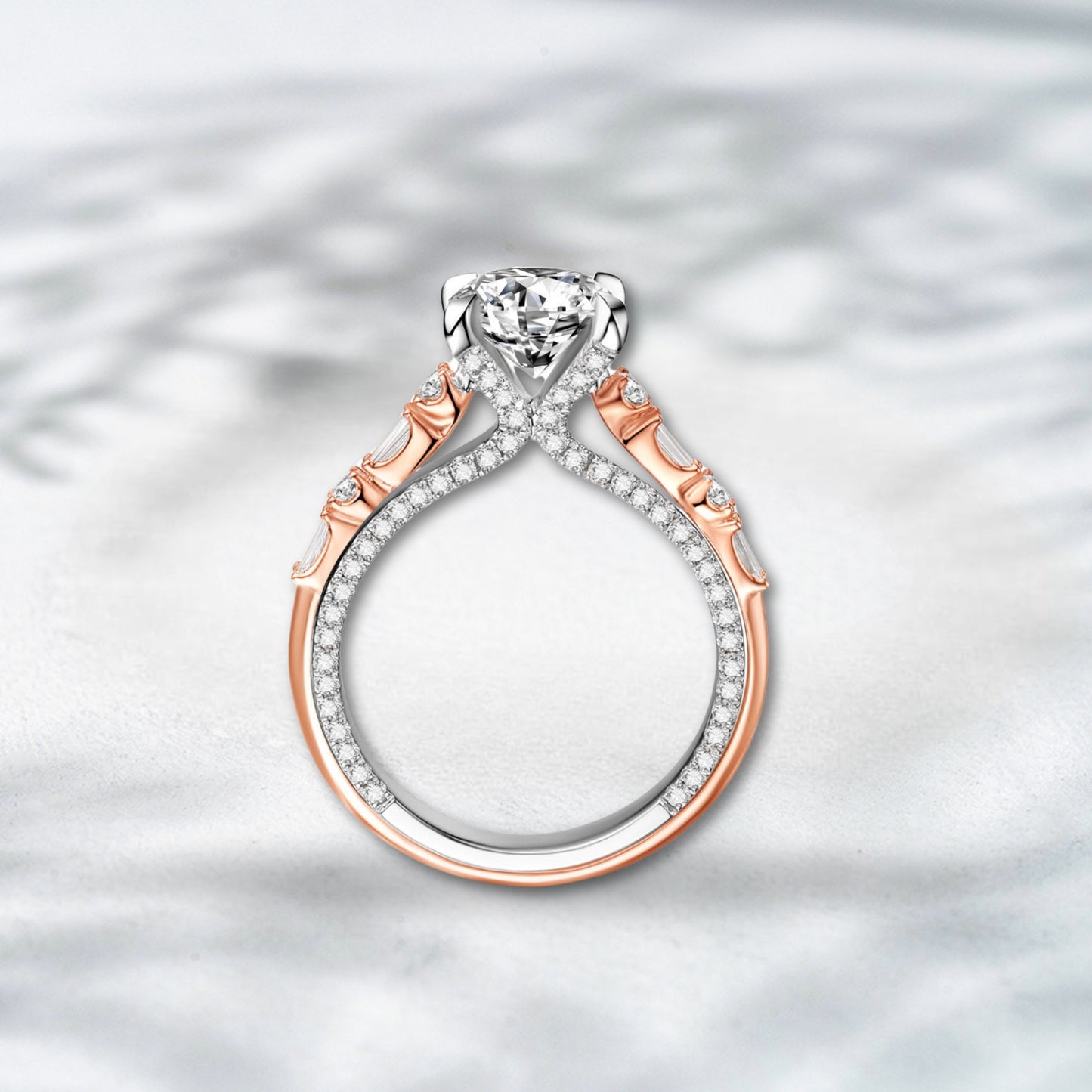 QOB “Rosé Glint” Lab Diamond Engagement Ring – 2.60 Carats Total in 18K Rose & White Gold