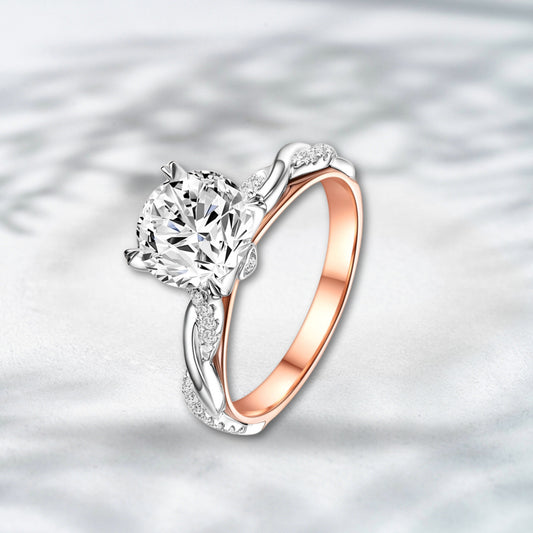 QOB Elysian Vow – 2.35ct Round Lab Diamond Engagement Ring in 18K Rose & White Gold