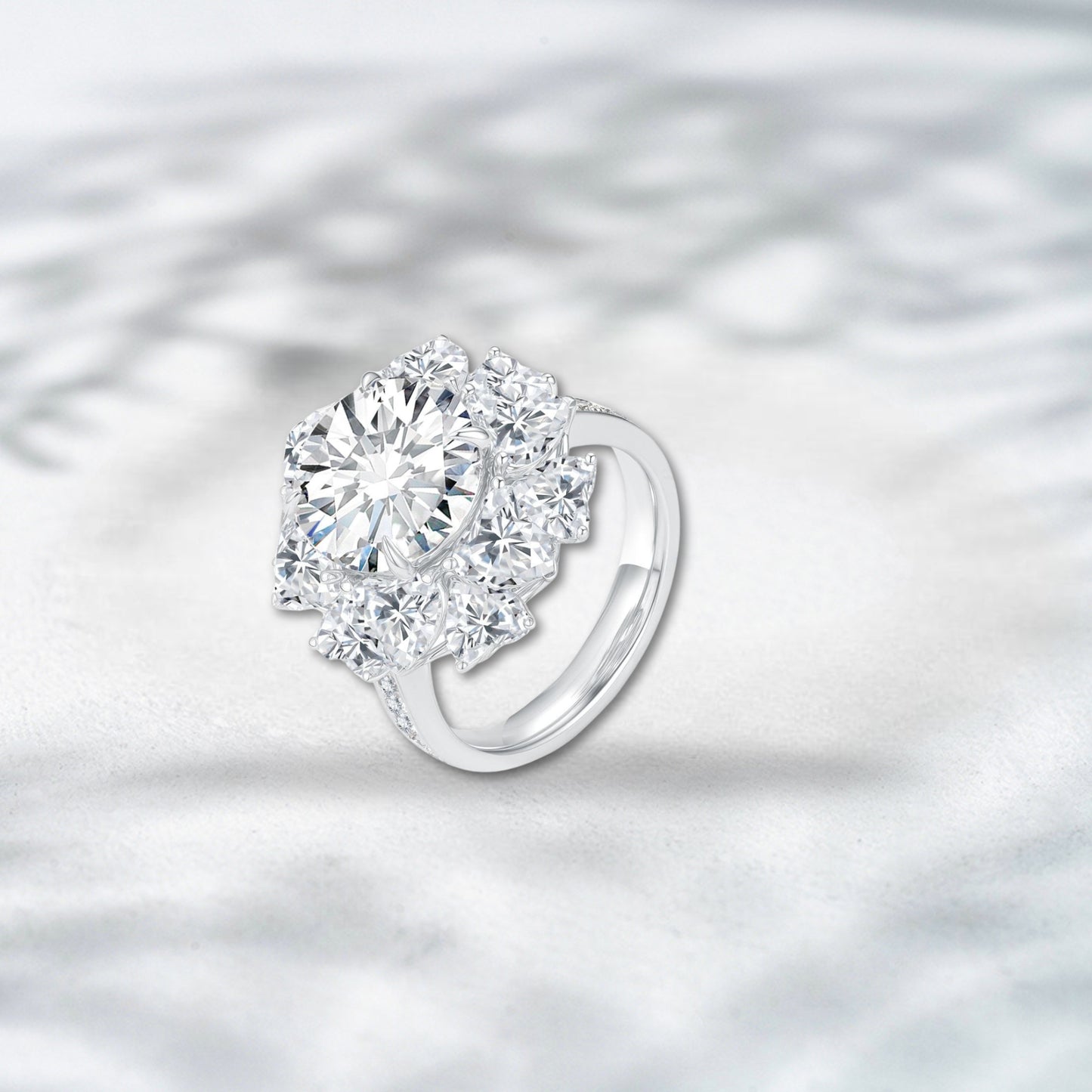 QOB Snowburst Royale Ring – 10.278ct Lab Diamond Cluster in 18K Gold