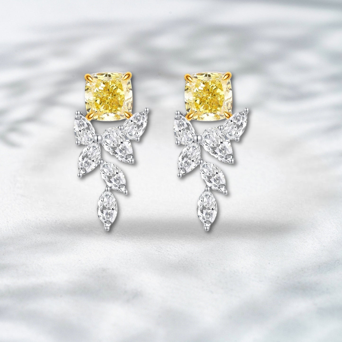QOB Electric Bloom | 18k Yellow Gold Lab Diamond Drop Earrings | 2.509 ct