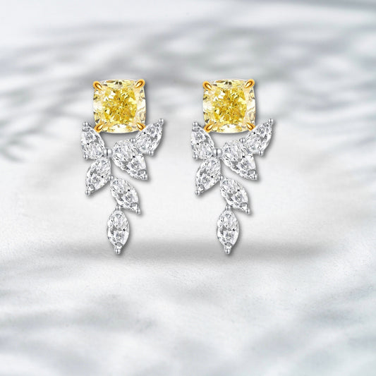 QOB Electric Bloom | 18k Yellow Gold Lab Diamond Drop Earrings | 2.509 ct