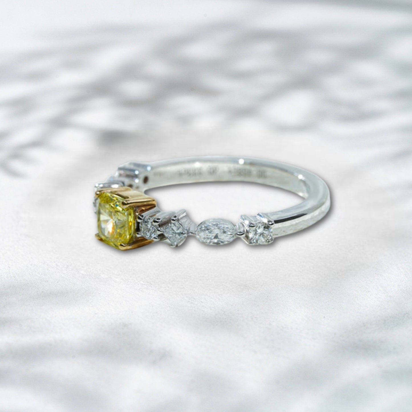 QOB Golden Ember Ring - 1.46 ct Yellow Lab Diamond in 18K White & Yellow Gold