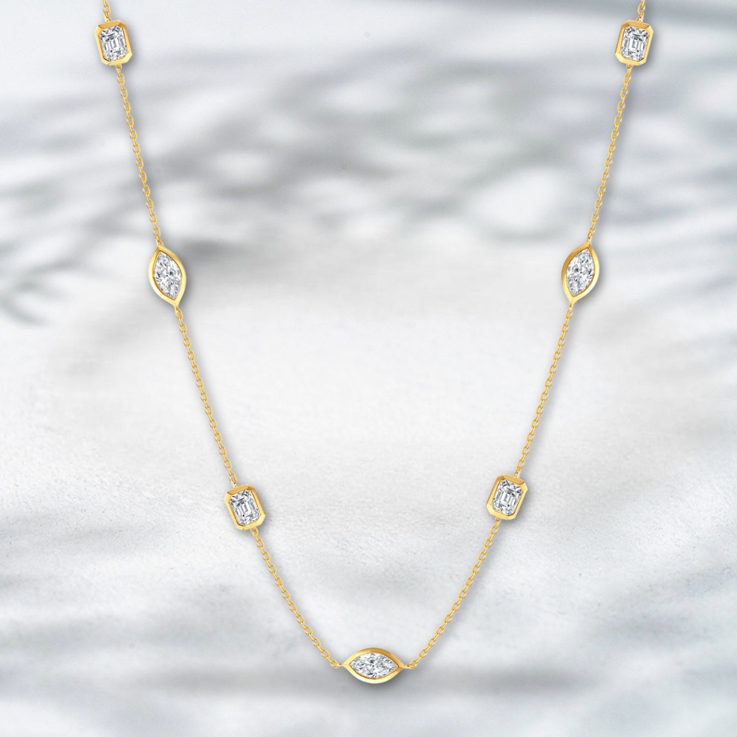 Whisper Gleam – 18K Yellow Gold Natural Diamond Dot Necklace