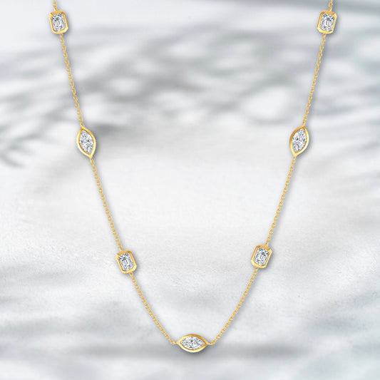 Whisper Gleam – 18K Yellow Gold Natural Diamond Dot Necklace