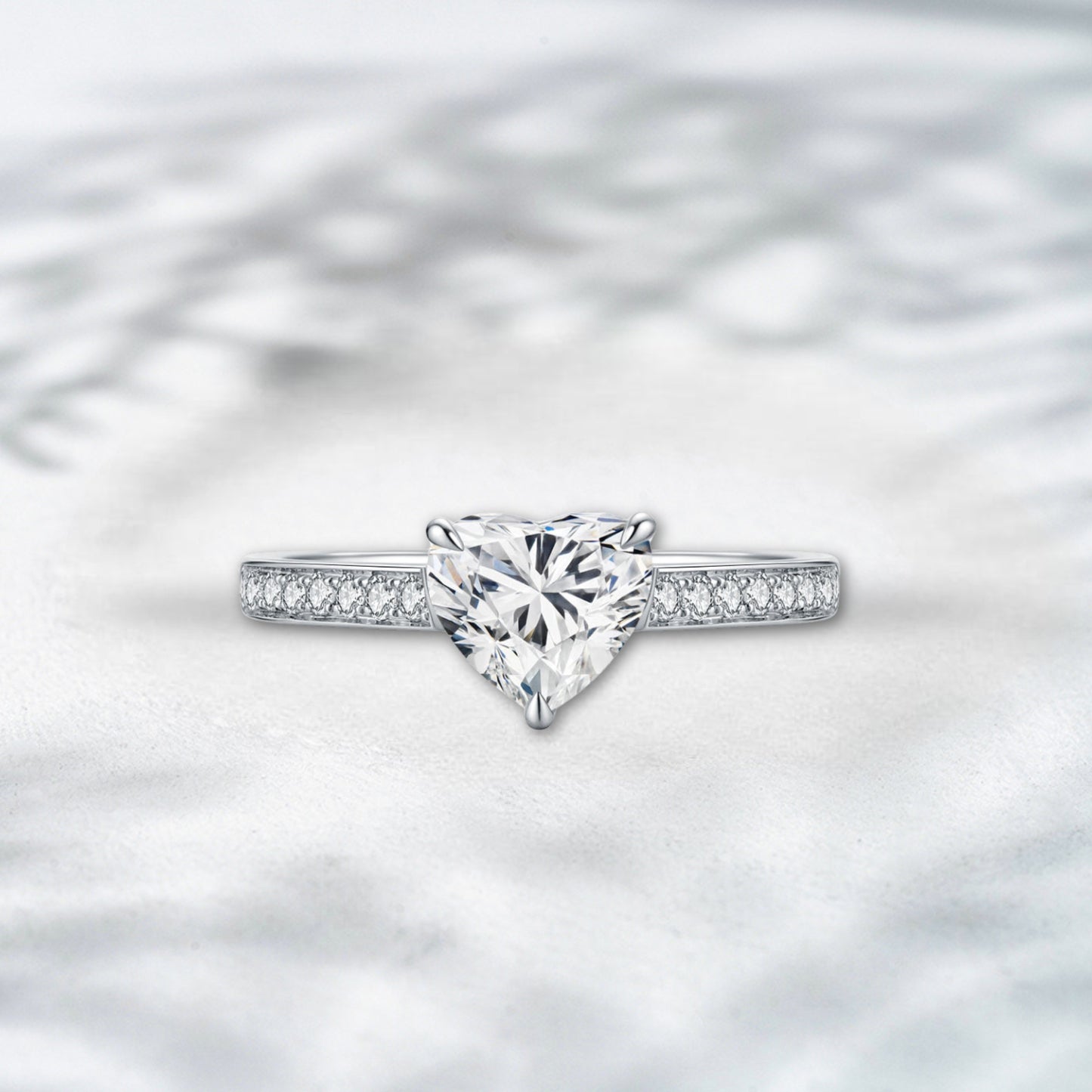 QOB  Sweetheart Spark 2.428 ct Heart Cut Lab Diamond Pavé Ring in 18K White Gold