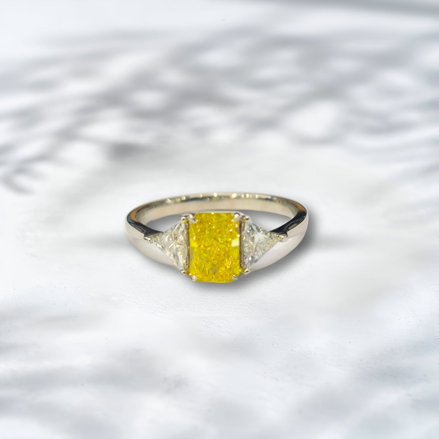QOB “Sunlit Vow” Yellow Lab Diamond Ring ~2.2–2.5 ct in Solid 18K White Gold