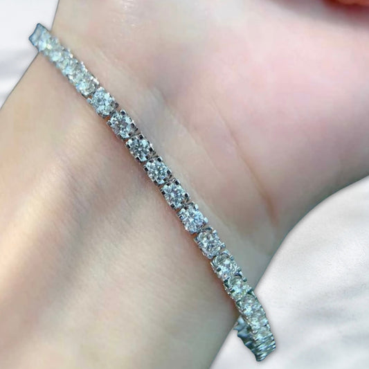Diamond bracelet on a hand with a blurred background