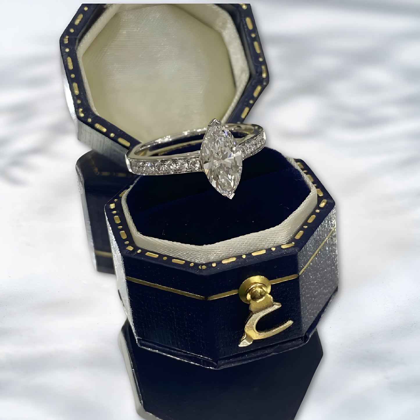 Celeste Marquise Lab Diamond Ring — 3.367 ct Total | 18K White Gold