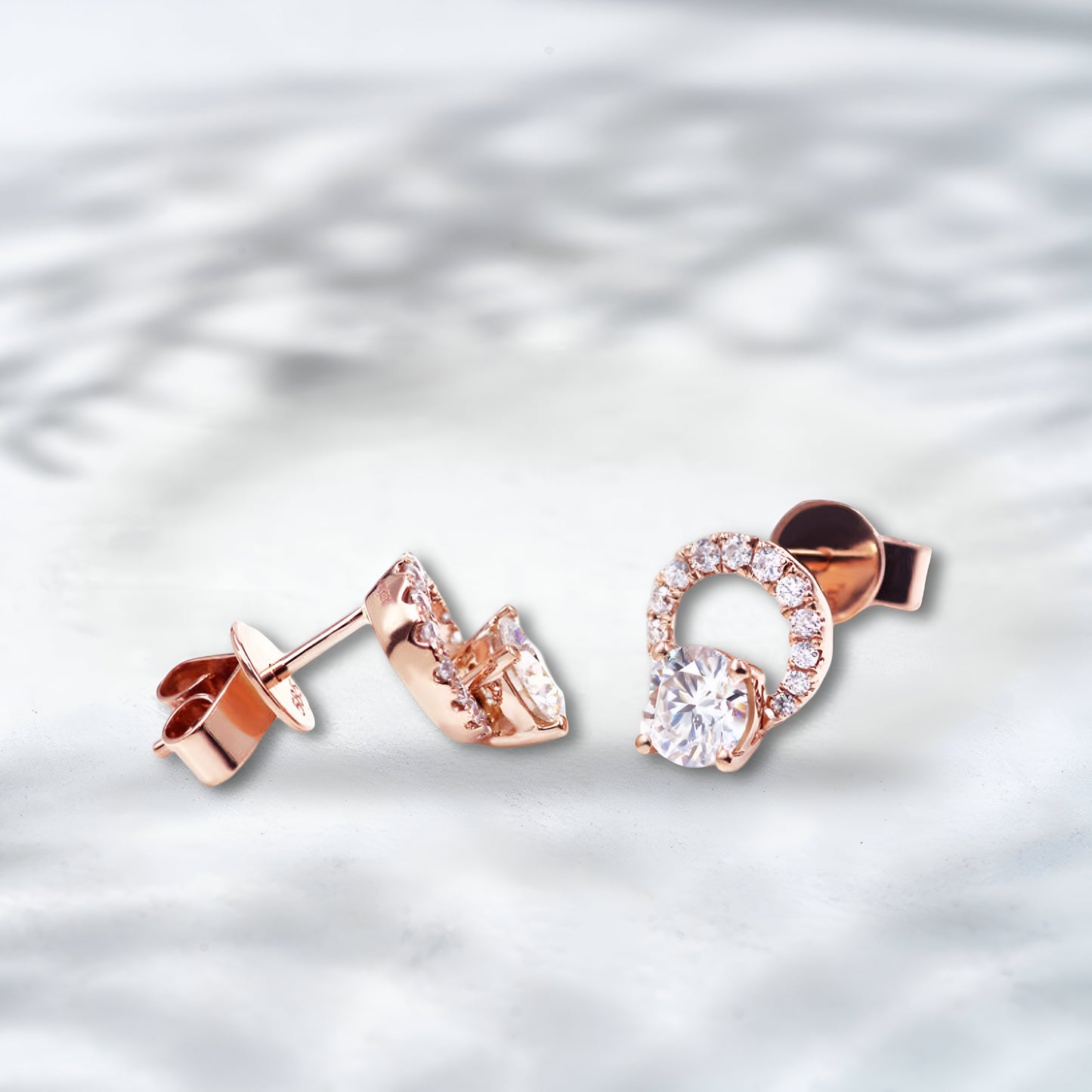 QOB Luna Glow  2.30 carats Lab Diamond Pavé Earrings in 18K Rose Gold