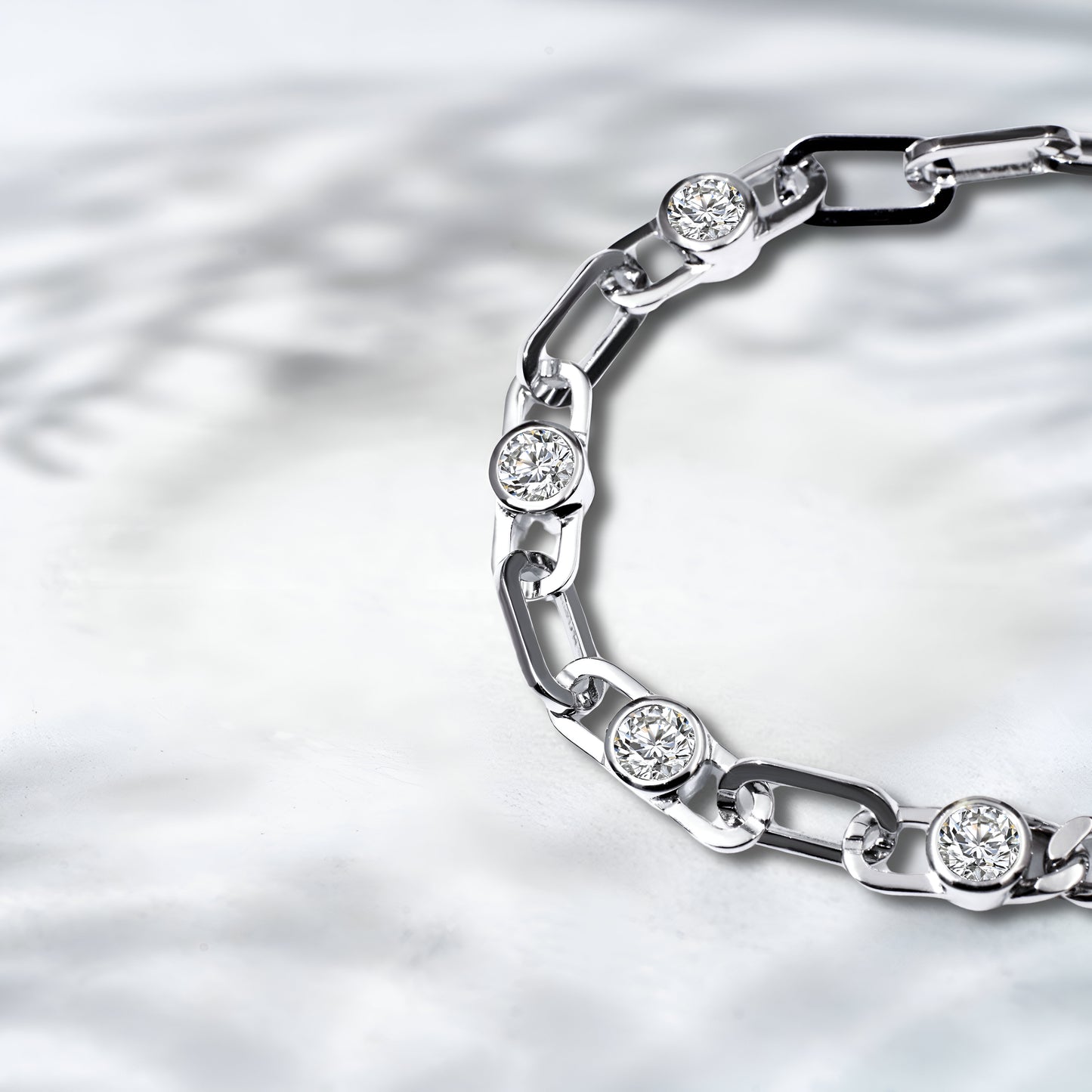 QOB Link & Luxe Lab Diamond Chain Bracelet | ~3.25 ct in 18K White Gold
