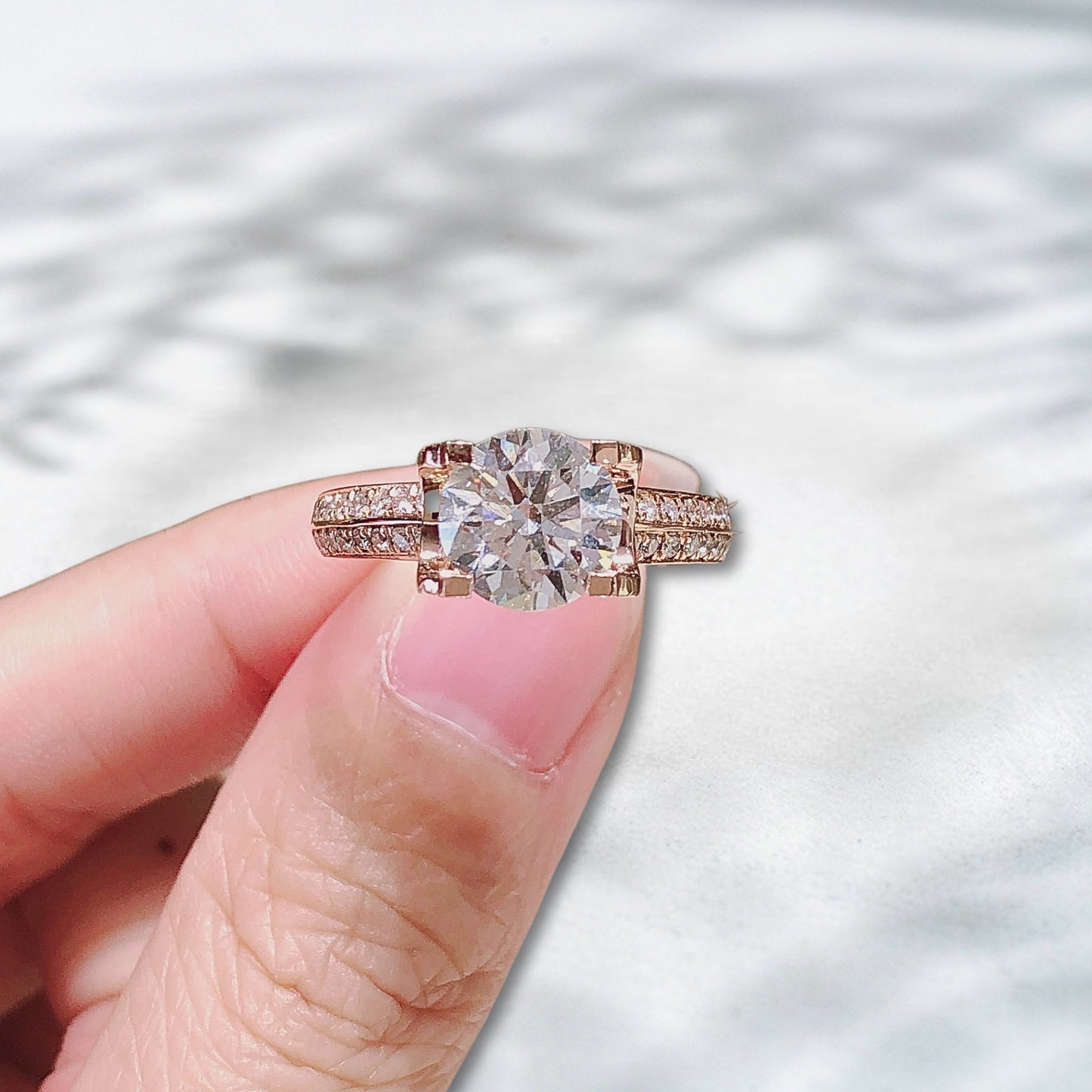 QOB Blush Brilliance – 1.73ct Lab Diamond Engagement Ring in 18K Rose Gold