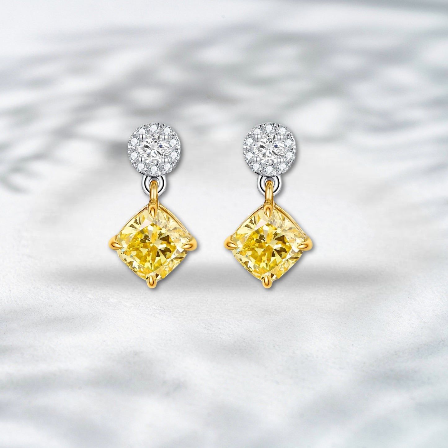 QOB Goldie Muse Yellow Lab Diamond Drop Earrings | 1.18 ct Total | 18k Yellow Gold
