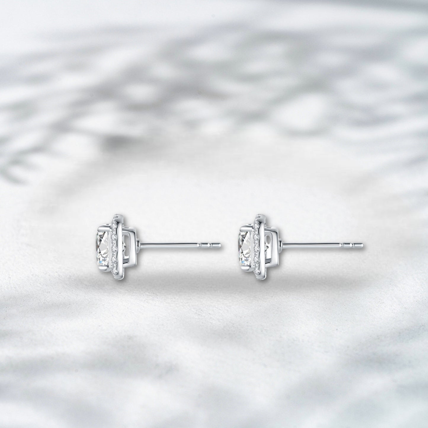 QOB Halo Whisper – 2.05ct Cushion Cut Lab Diamond Earrings in 18K Gold