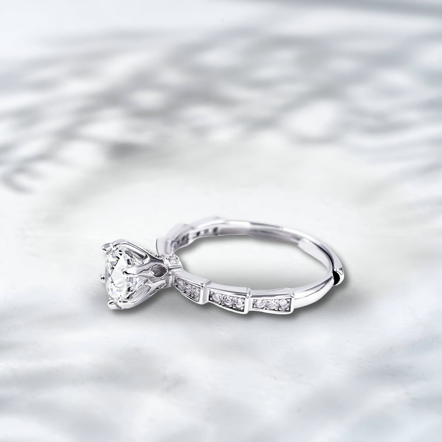 QOB Modern Muse 2.17 carats in 18k white gold Lab Diamond Pavé Engagement Ring