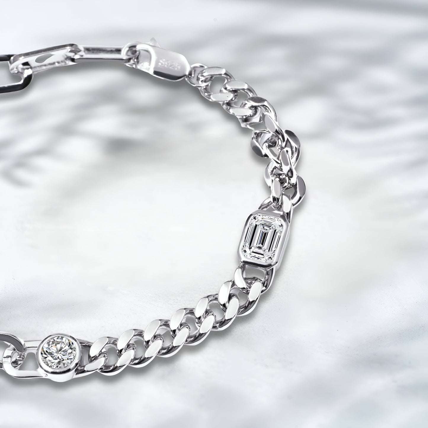 QOB Link & Luxe Lab Diamond Chain Bracelet | ~3.25 ct in 18K White Gold