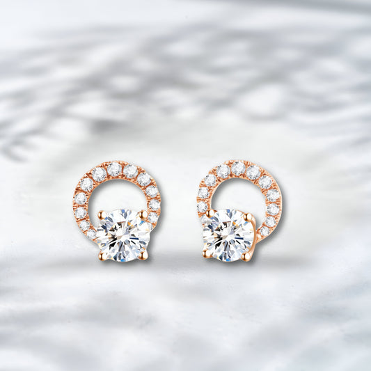 QOB Luna Glow  2.30 carats Lab Diamond Pavé Earrings in 18K Rose Gold