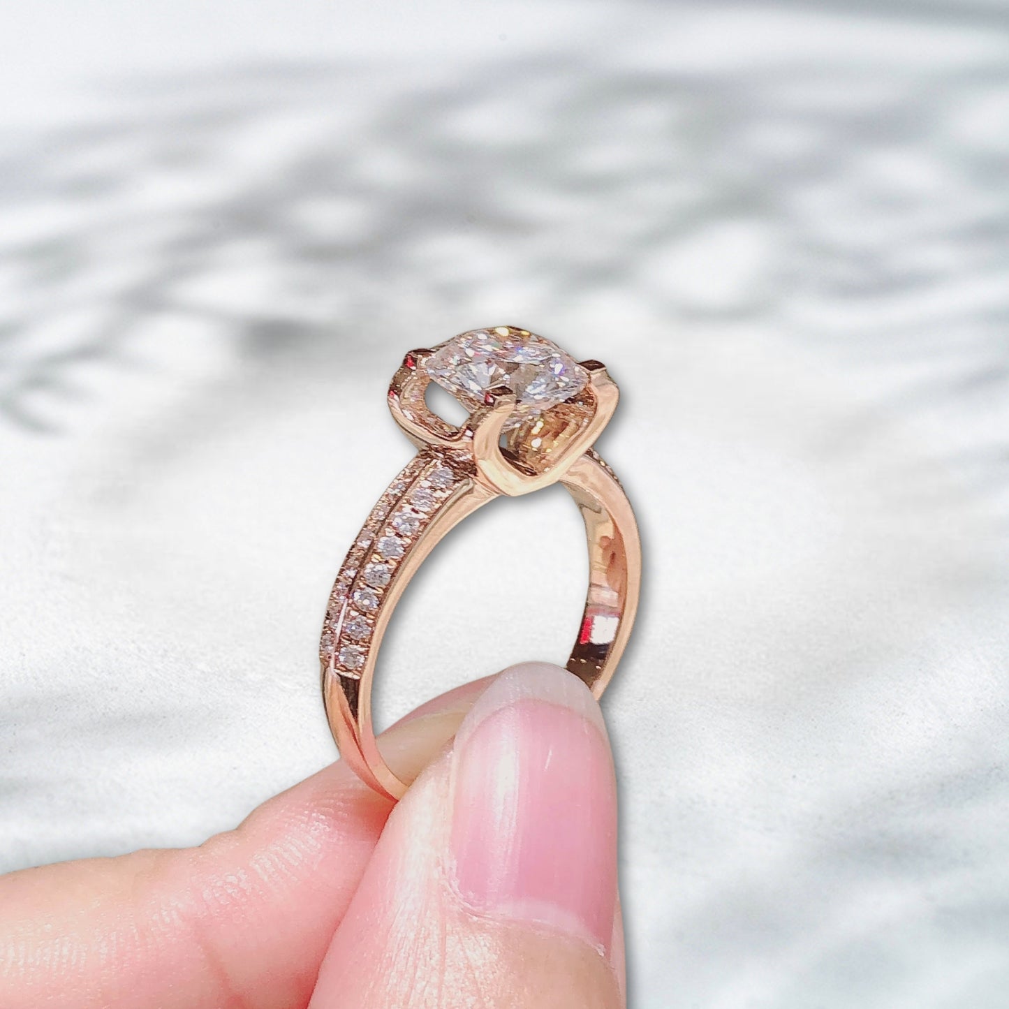 QOB Blush Brilliance – 1.73ct Lab Diamond Engagement Ring in 18K Rose Gold