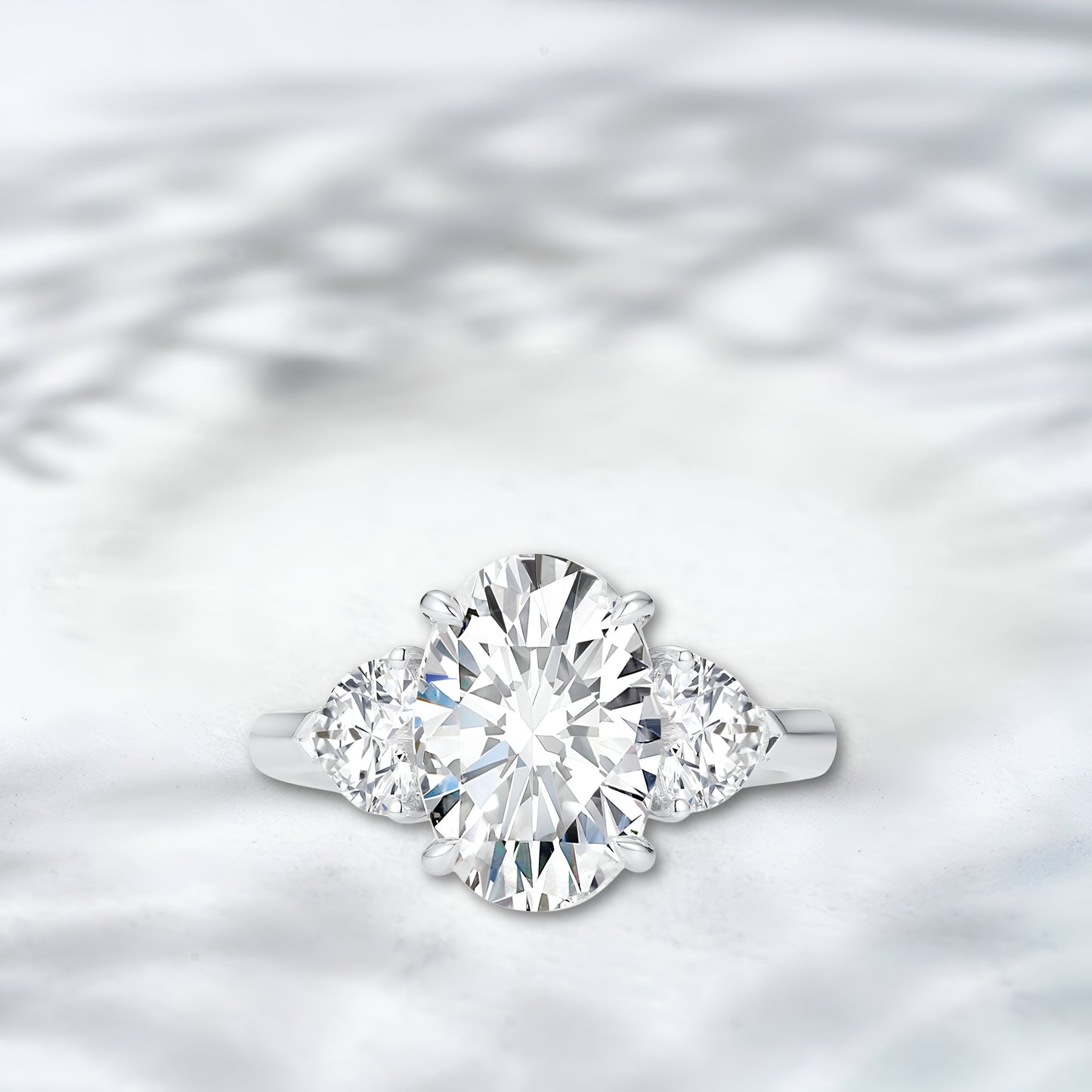 QOB Crown Heart Diamond Ring 6.07 ct Total in 18k white gold