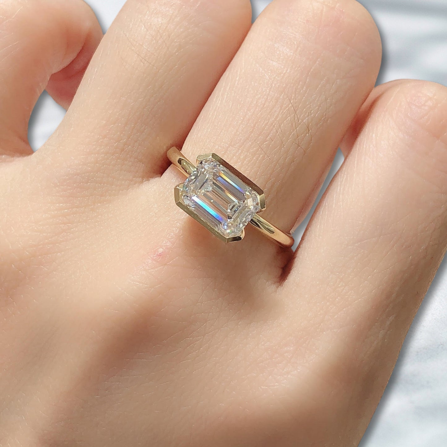 QOB Regalia Edge – 2.03ct Emerald-Cut Lab Diamond Ring in 18K Yellow Gold