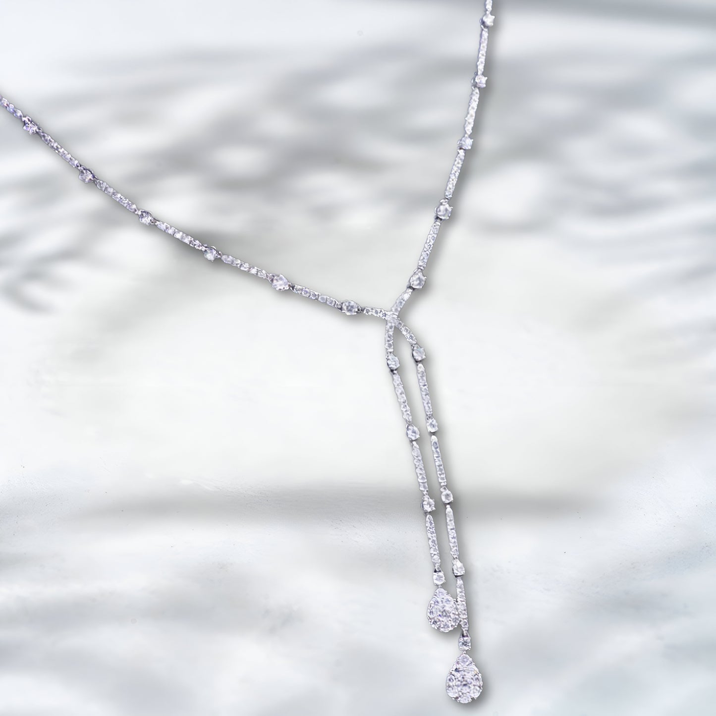 QOB Starlight Y-Drop 10 Carat Diamond Necklace in 18K White Gold