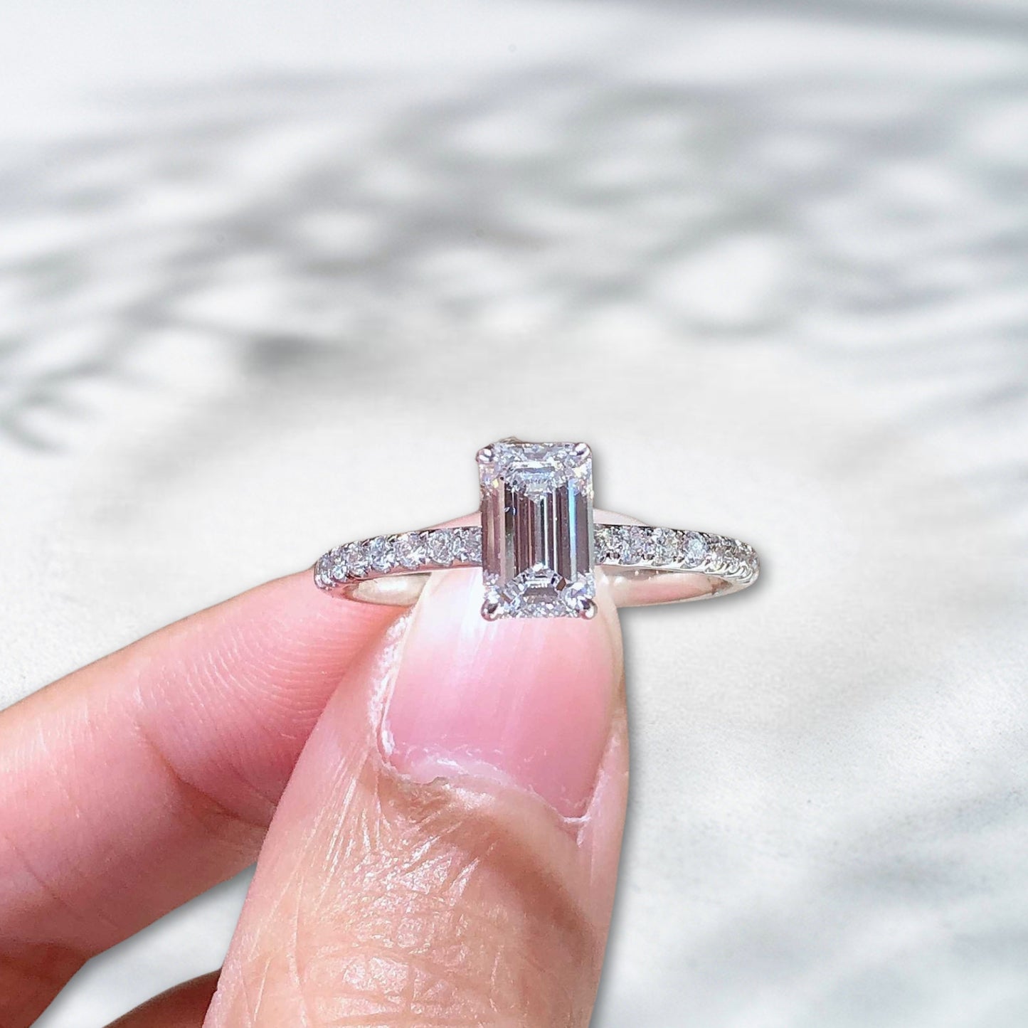 QOB Emerald Whisper Ring | 3.03ct Lab Diamond in Pt950