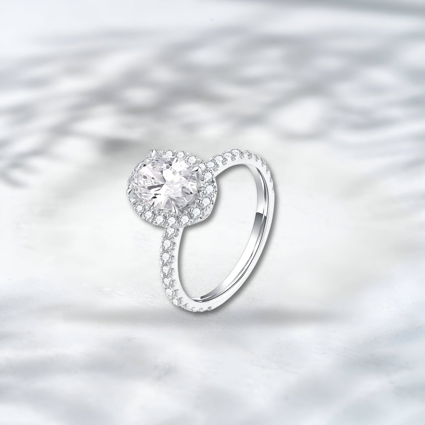 QOB Starlight Halo 3.23 ct Lab Diamond Ring in 18K White Gold
