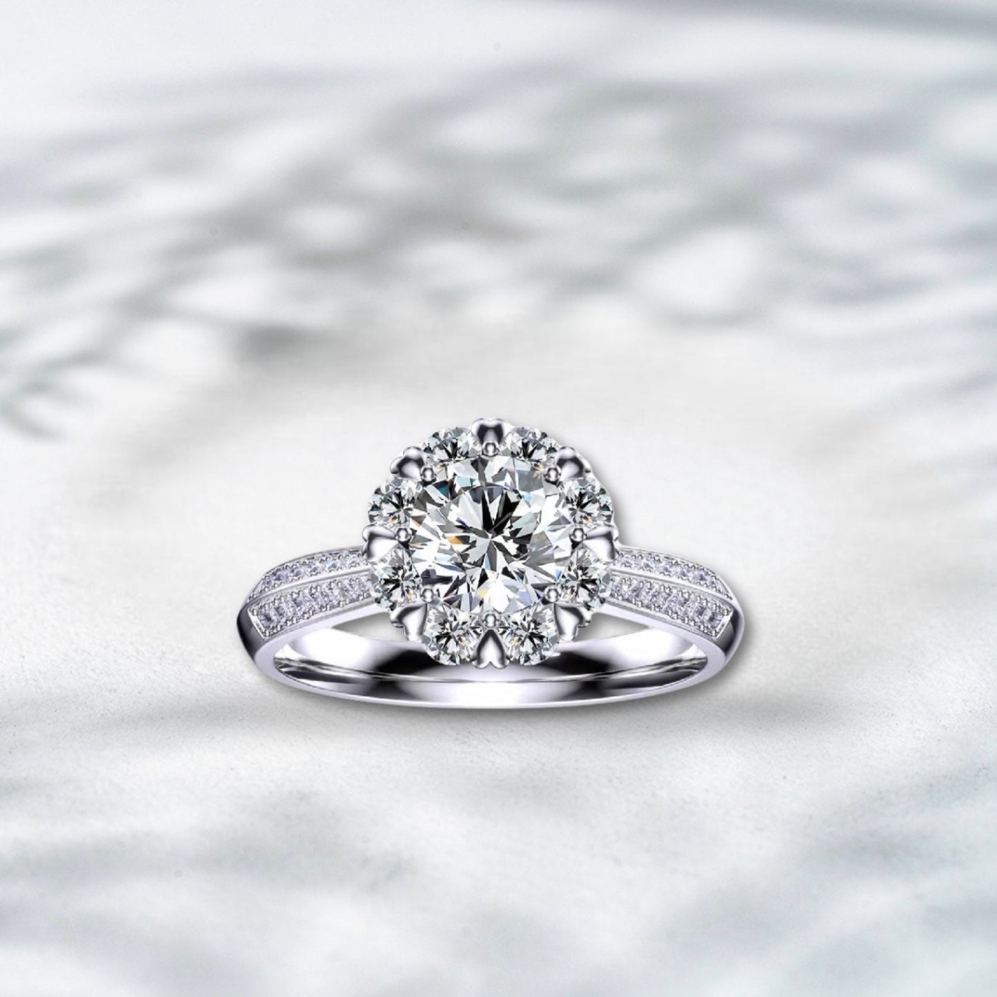 QOB Hello Halo Ring | 2.05ct Lab Diamond in 18K White Gold