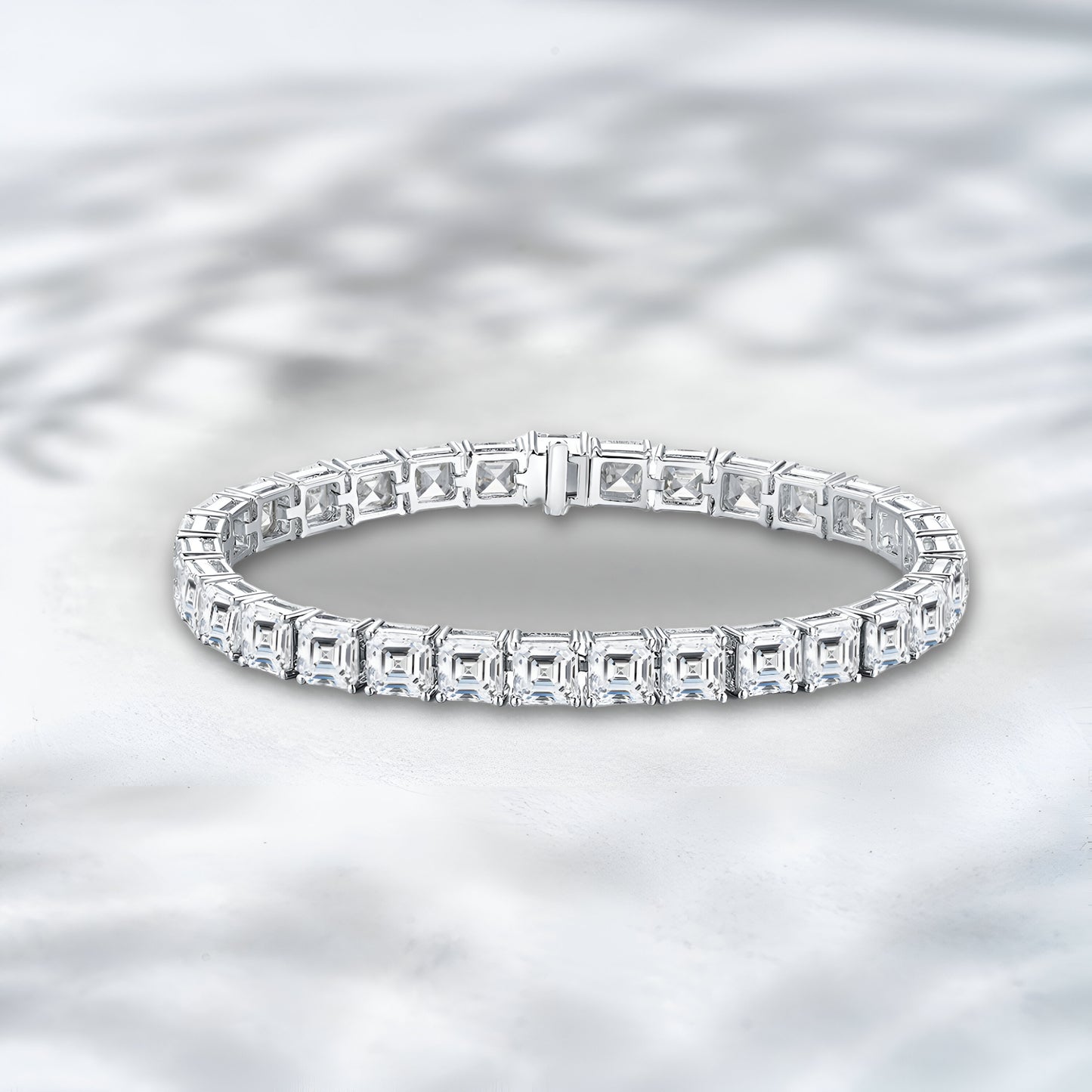 Diamond bracelet on a silver background