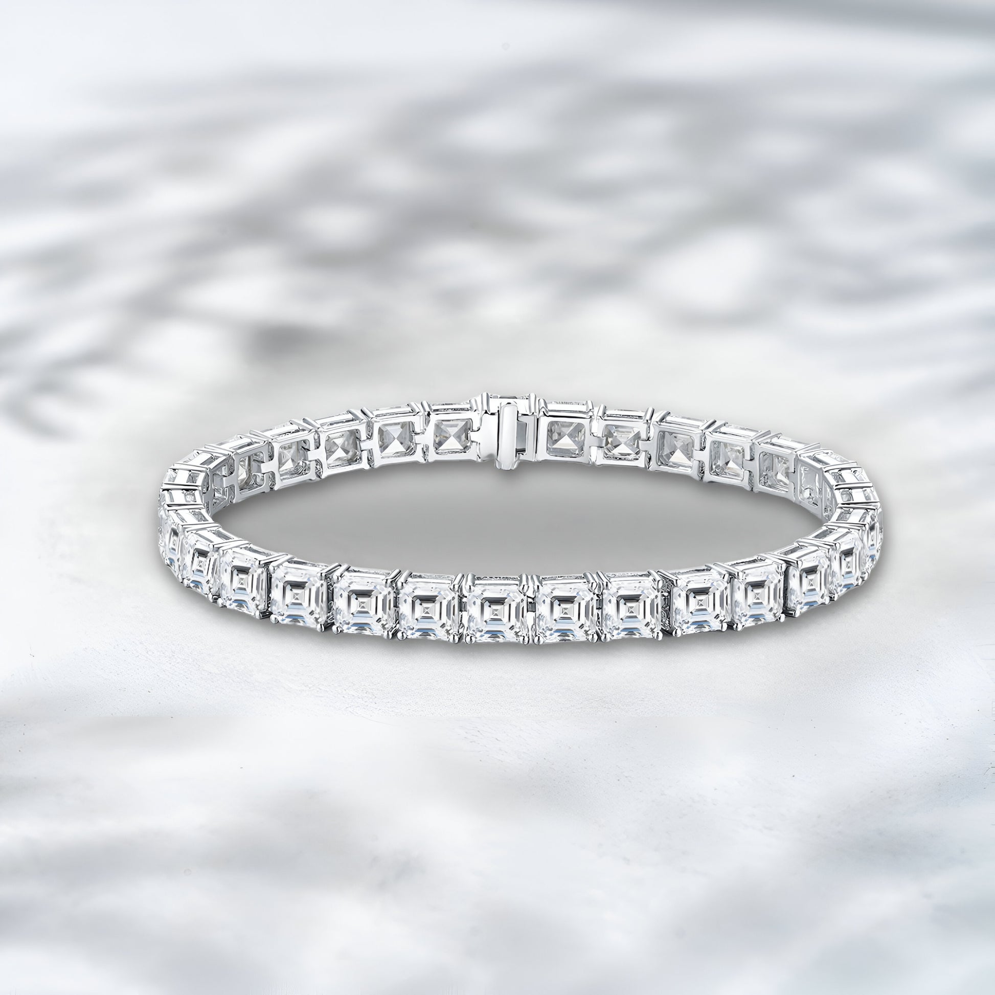 Diamond bracelet on a silver background