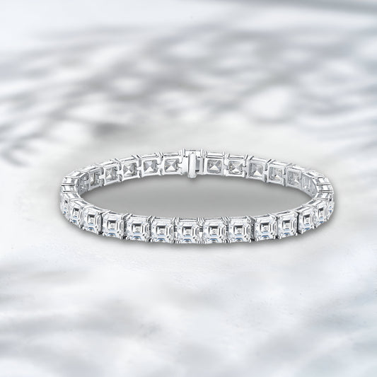 Diamond bracelet on a silver background