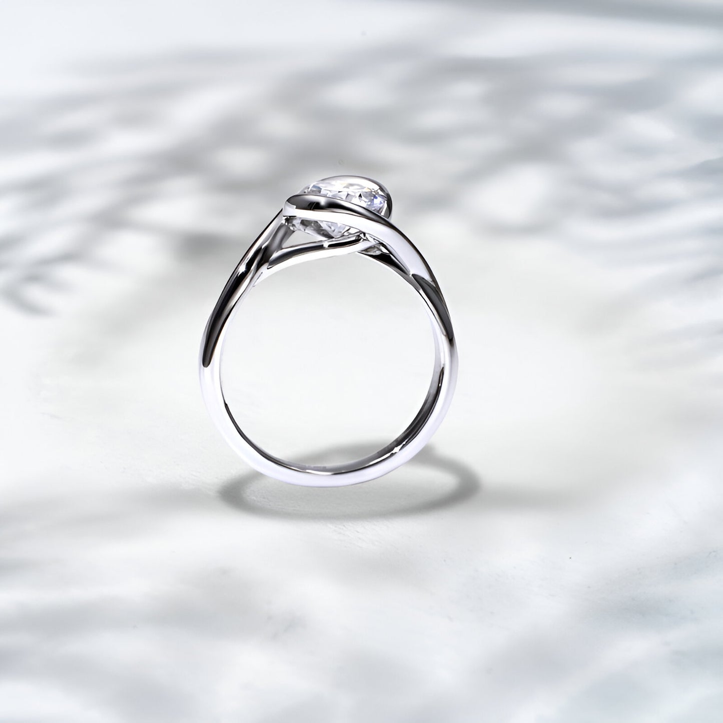 QOB Twist of Light Lab Diamond Solitaire Ring | 1.25 cts 18K White Gold Modern Engagement Ring