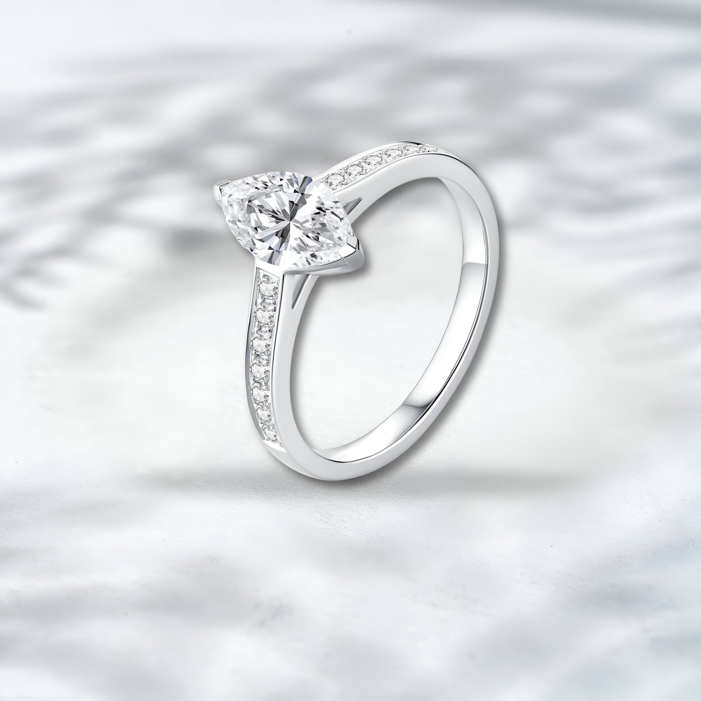 Celeste Marquise Lab Diamond Ring — 3.367 ct Total | 18K White Gold