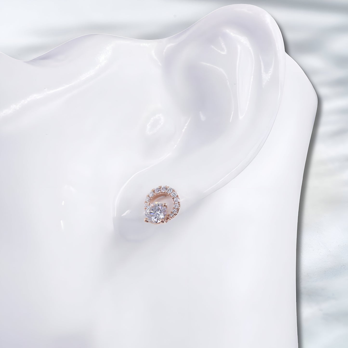 QOB Luna Glow  2.30 carats Lab Diamond Pavé Earrings in 18K Rose Gold