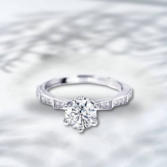 QOB Modern Muse 2.17 carats in 18k white gold Lab Diamond Pavé Engagement Ring