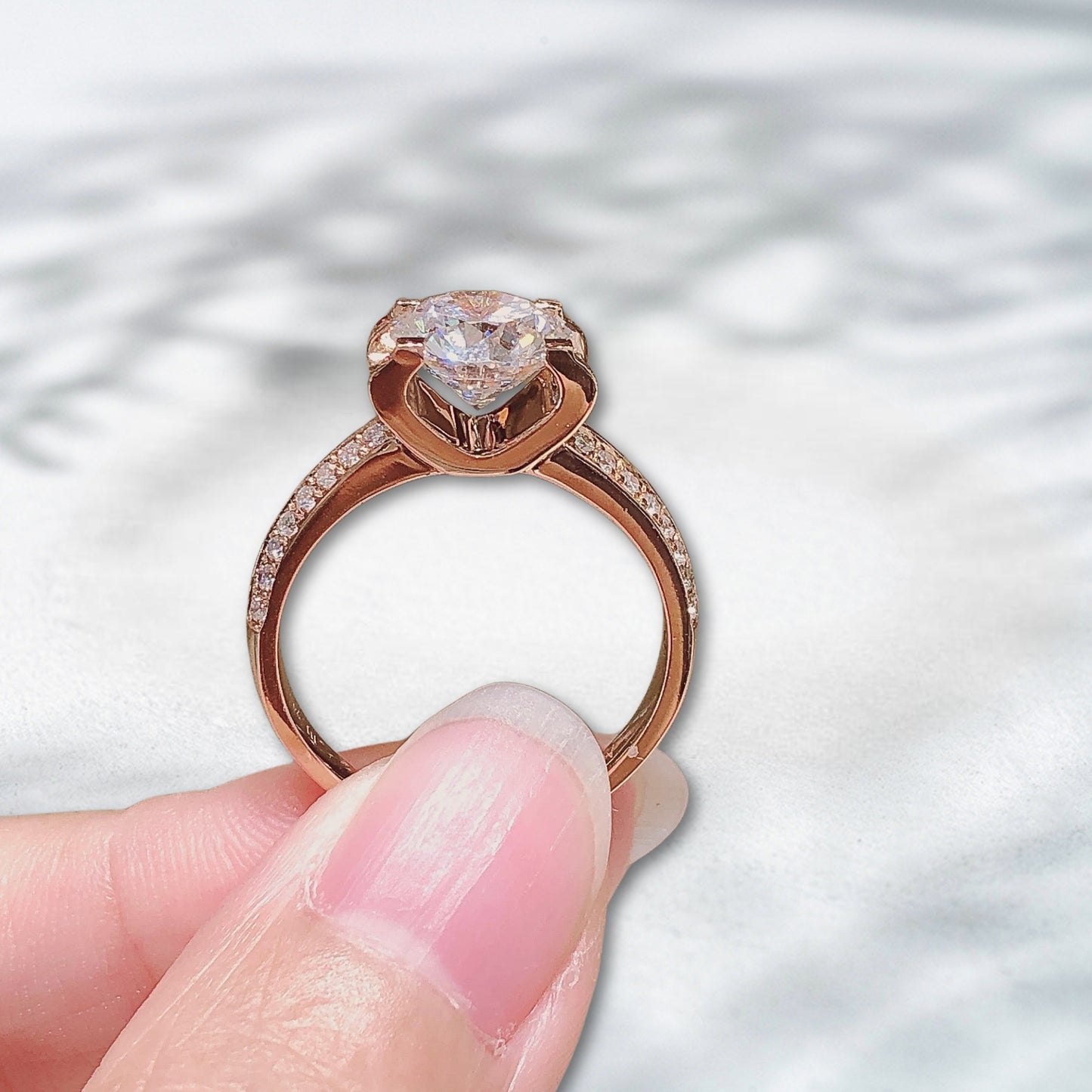 QOB Blush Brilliance – 1.73ct Lab Diamond Engagement Ring in 18K Rose Gold