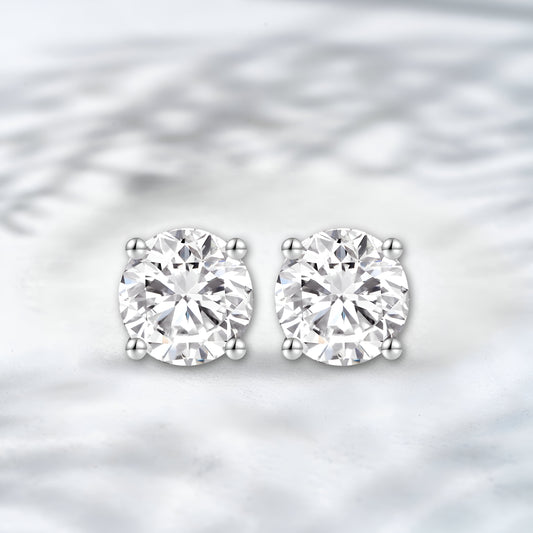 QOB Eternal Spark Lab Diamond Stud Earrings — 2.00 ct Each | 18K White Gold | 4.00 ct