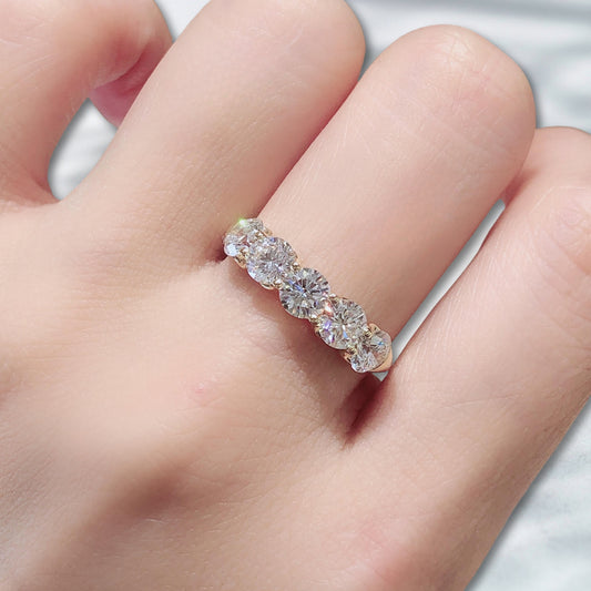Radiant Row – Five-Stone natural Diamond Band 1.644ct in 18K Yellow Gold