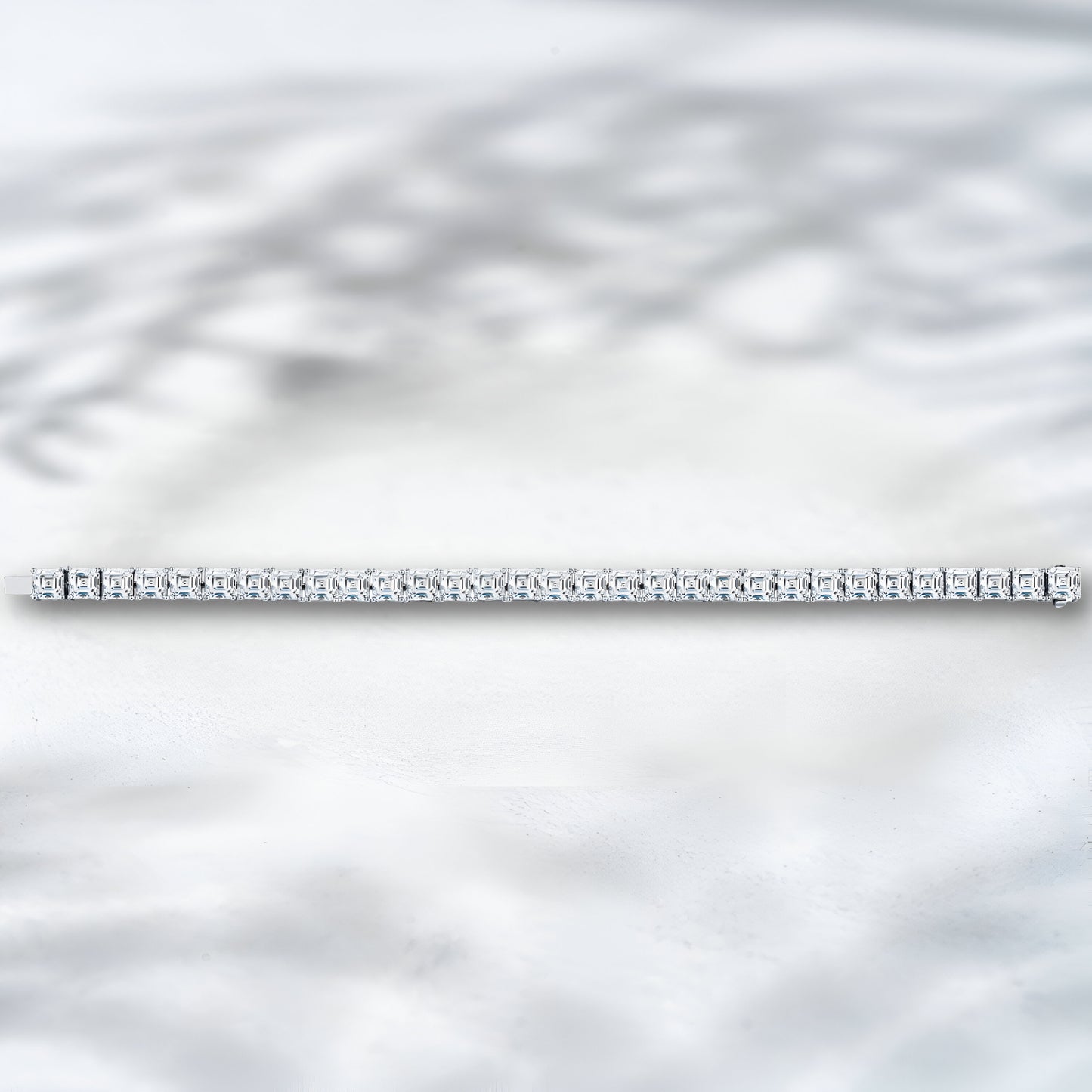 QOB “Asscher Royale” Lab Diamond Bracelet ~28.06 carats Solid 18K White Gold
