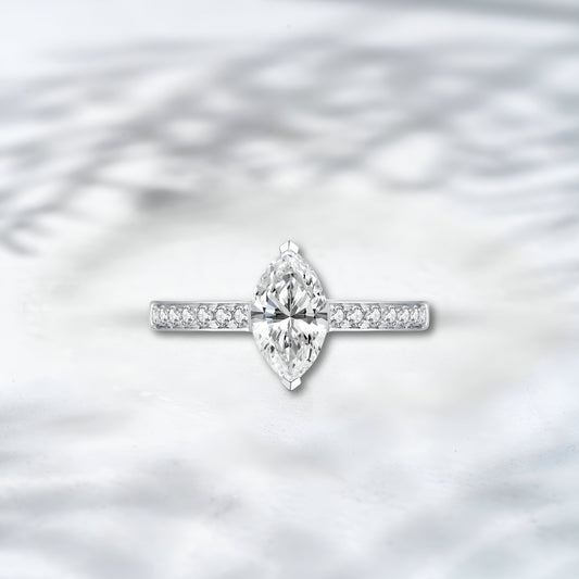 Celeste Marquise Lab Diamond Ring — 3.367 ct Total | 18K White Gold